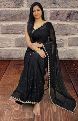 Image of Yashika Women's Chiffon Saree with Blouse Piece for Traditional Ethnic Wear Sari
