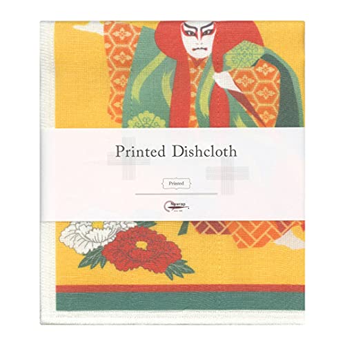Nawrap Printed Dishcloth, Made In Japan, Durable And Absorbent, Traditional Kabuki Print #TOP8