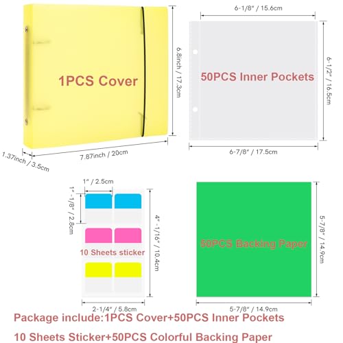 111PCS/Sets 6" x 6" Cookie Stencil Storage Binder, Stamp & Die Cut Storage Binder Holder Baking Stencil Organizer Cutting Dies Stencil Storage Book Collections Case Embossing Folders Organizer(Yellow) — view 4