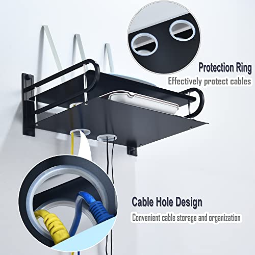 Floating Wall Shelf For Tv Components, Space Aluminum Router Wall Mount Shelf Bracket, Tv Accessories Shelves For Cable Boxes,Dvd Player, Game Console, Smart Speaker, Mini Projector (Double, Small) #TOP4