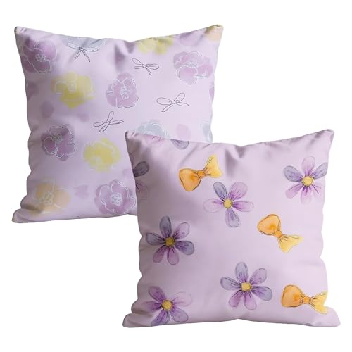 Uego de 2 Funda Cojin 75x75 cm de Terciopelo Suave, Fundas de Almohada Decoracion Hogar con Motivo Flores con Cremallera Oculta, Cojines Sofa Modernos para Sofá, Salón y Dormitorio, Púrpura M-w-9806