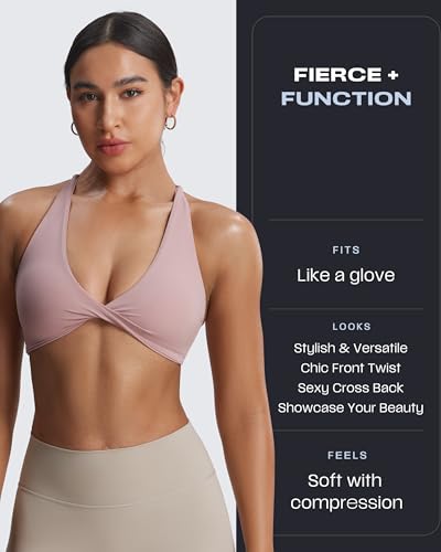 Image of Aoxjox Women's Workout Sports Bras Fitness Metamorph Sienna Twist Bra Yoga Crop Tank