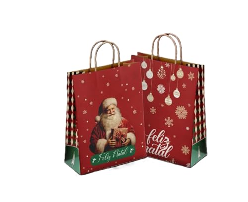 10 Sacola de Papel p/Natal Grande Chocotone Panetone 500Gr (Vermelha)