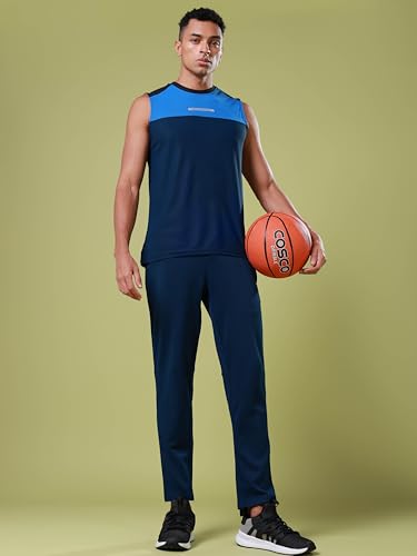 Image of TECHNOSPORT Men Mid Rise Solid Regular Fit Track Pant with Technodry, Antimicrobail for Gym, Workout, Sports and Regular Use