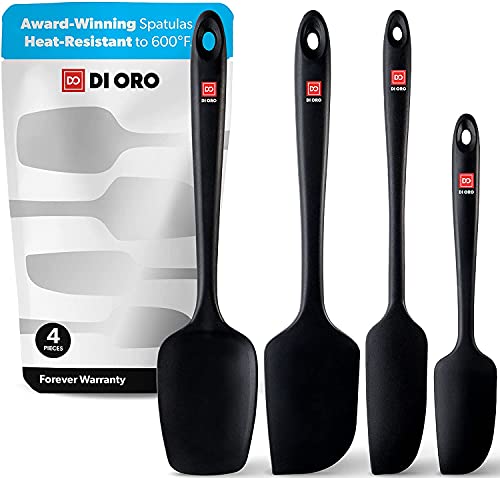 DI ORO® - Lot de spatules en silicone - Cuillère et spatules maryses silicones résistantes à 315 ºC - Design sans coutures - Silicone professionnel antiadhésif avec âme en acier inoxydable