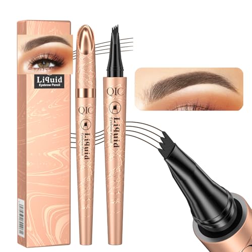 Yulinlon Q706 Eyebrow Pen, 4 Tipped, Precise, Long-lasting, Waterproof Eyebrow Makeup (2#Dark Brown)