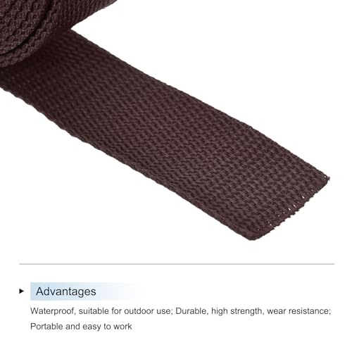 Image of MECCANIXITY Lightweight Polypropylene Webbing Strap 0.8 inch 10 Yard Backpack Strapping Band Brown for Outdoor Luggage Cargo Straps