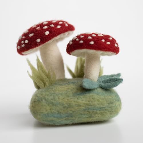 Image of Felted Sky Forest Toadstools Needle Felting Kit Learn How to Sculpt with Wool | Beginner Friendly for Adults and Teens | Includes Everything to Create a 3D Mushroom Scene | Has Video Instructions