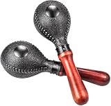 Heatoe 1 Pair Black Wood Handle Maracas, Sand Hammer Percussion Instrument Shakers Rattles for Begin