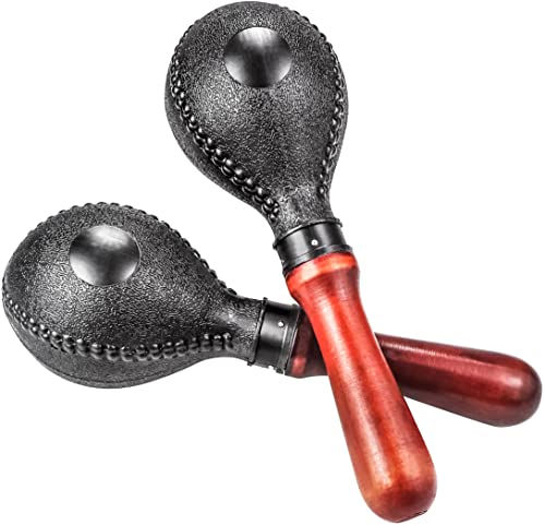 Heatoe 1 Pair Black Wood Handle Maracas, Sand Hammer Percussion Instrument Shakers Rattles For Beginners And Professionals #TOP11