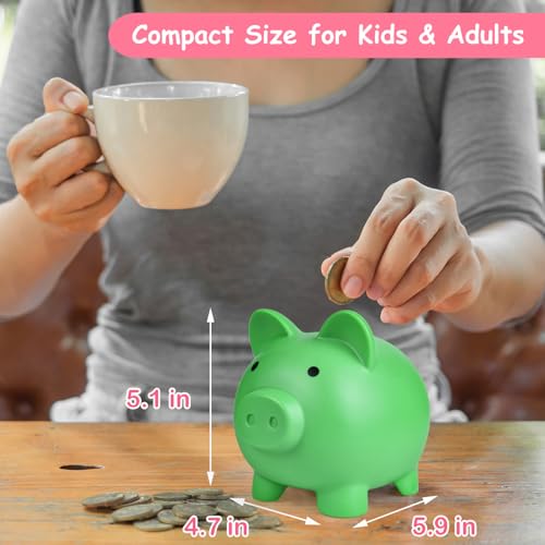 PJDRLLC Piggy Bank, Unbreakable Plastic Money Bank, Coin Bank for Girls and Boys, Medium Size Piggy Banks, Practical Gifts for Birthday, Easter, Christmas (Green) by PJDRLLC - Image 5