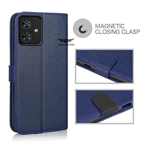 Image of SHINESTAR Moto G54 5G / G64 5G Flip Back Cover | PU Leather Flip Cover Wallet Case with TPU Silicone Case Back Cover for Motorola Moto G54 5G / G64 5G - Ultimate Blue