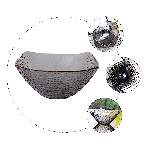 Garneck Elegant Gold Rimmed Glass Salad Bowl Square Serving Bowl for Fruit Snacks Parties
