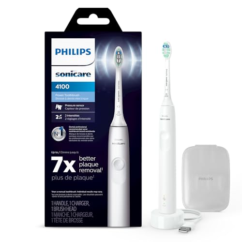 philips sonicare 4100 rechargeable electric toothbrush advanced plaque removal pressure sensor includes brush head case white bd5002az