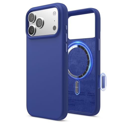 Image of elago for iPhone 17 Pro Max Case, Premium Magnetic Silicone Case, Compatible with MagSafe, Liquid Silicone Material, Protective Cover, Shockproof, Slim Phone, 6.9 inch (Cobalt Blue)