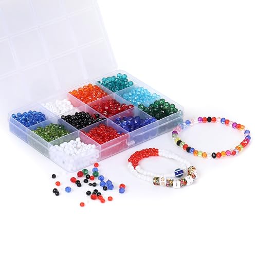 Image of Ambitieux DIY Bracelet Making Kit for Girls - 12 Types Colorful Beads with Charms, Elastic Thread, Earrings, Clasps & Rings - Jewellery Craft Kit for Kids, Birthday Return Gift, Rakhi Special Set for 2 3 4 5 6 7 8 9 10 years (Seed Beads 3)
