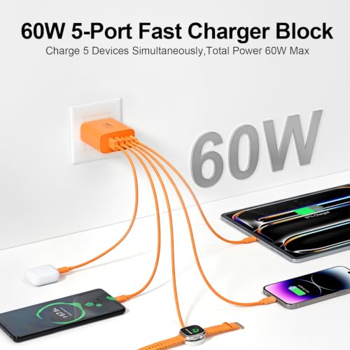 Image of USB C Charger Block, 60W 5-Port Type C Charger Fast Charging Blocks