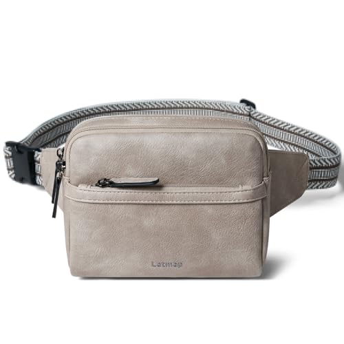 LATMAP 3L Bauchtasche Damen, Sling Bag Bumbags for Ladies Kleine PU Leder Fanny Pack Brusttasche Diebstahlsicher