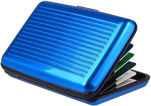 Guyode Porte Carte de Crédit en Aluminium Anti Piratage, Metallique Étui Protection Carte Bancaire avec la Technologie de Blocage RFID, Portefeuille Slim pour Hommes et Femmes (Bleu)