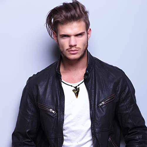 2 Pcs Shark Tooth Necklace for Men Fossil Shark Teeth Cool Sharktooth Beach Necklaces for Men Beach Surfer4