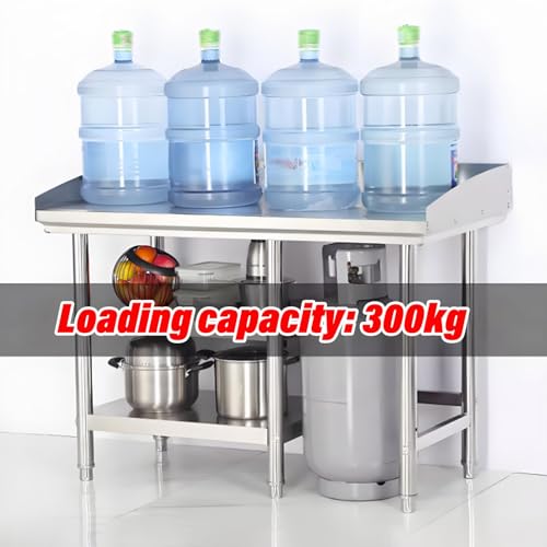 Mesa de trabajo de acero inoxidable, mesa de preparación de alimentos duradera para cocinas comerciales y restaurantes, ideal para uso en exteriores