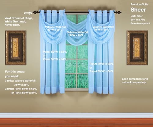 Image of Today's Curtain, Emelia Grommet Sheer Panel 63 inch Sky Blue, 59 inch W x 63 inch L