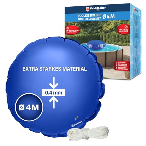 Veddelholzer Set di cuscini per piscina XXL Ø 4 m, con corda di fissaggio da 15 m e kit di riparazione, cuscino d'aria per la copertura della piscina. Accessorio perfetto per la copertura del