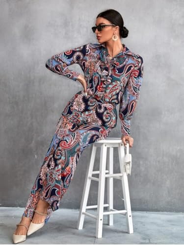 Image of DHRUVI TRENDZ Paisley Printed Kurta-Set for Women - Viscose Rayon Printed Kurta & Straight Pant | Festive Ethnic Indian Traditional Outfit for Functions & Puja | Lightweight Two Piece Dress for Beach & Holiday Look