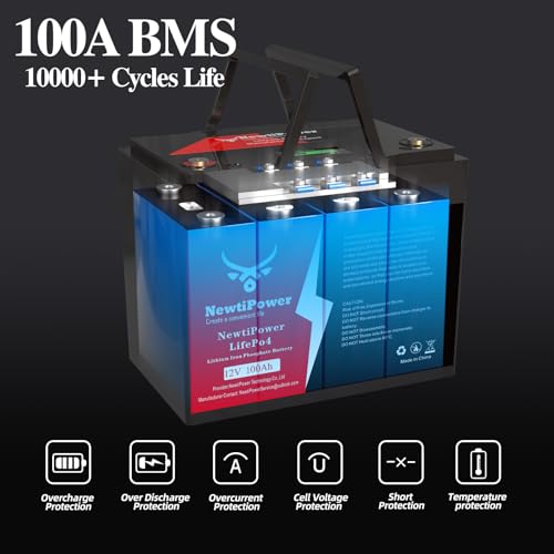 Image of 12V 100Ah Lithium LiFePO4 Battery with 100A BMS Grade A Cells Deep Cycle Rechargeable Battery,10000+ Cycles,Perfect for Golf Cart,Off Grid Applications (12.8V 100Ah)