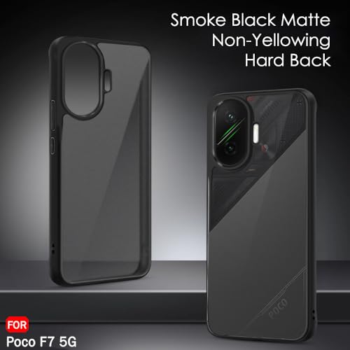 Image of TheGiftKart Hybrid Shockproof Back Cover Case for Mi Poco F7 5G | Hard Back Cover Case for Poco F7 5G (PC & TPU, Translucent Smoke Matte Back, Black Sides)