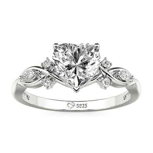 Image of Jeulia Moissanite Twig Ring for Women | Infinity Twist Heart Cut Promise Ring | 925 Sterling Silver Anniversary Wedding Gift for Her | Engagement Promise Band with Gift Box