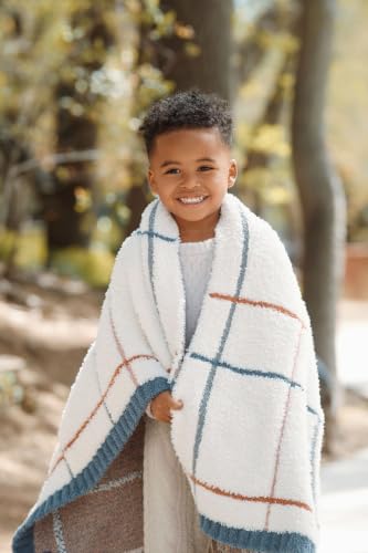 Image of Barefoot Dreams CozyChic Multicolor Plaid Stroller Blanket, Cream Multi, 30 inchx40 inch