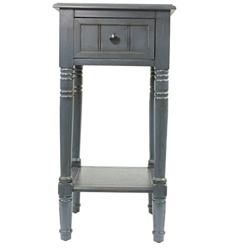 Décor Therapy Simplify One Drawer Square Accent Table, Antique Navy