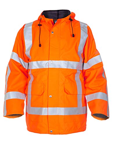 Parka orange haute visibilité XL Uithoorn respirante et imperméable pour chantiers