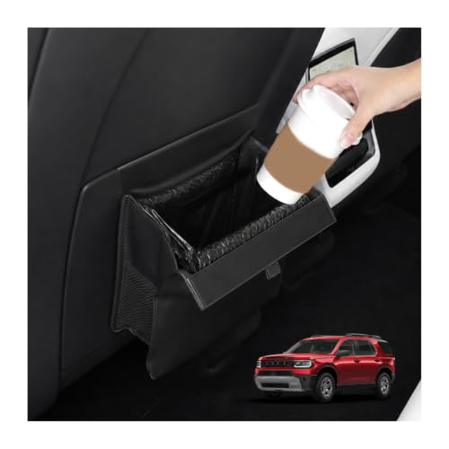 Image of for Car Trash Bag for 2019-2026 Honda Passport Rear Seat Hanging Trash Can with Magnetic Closure PU Leather Trash Bin Foldable Garbage Bag & Organizer