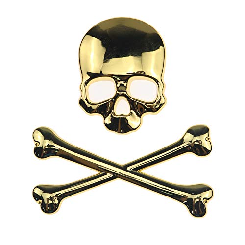 gold honda emblem - BHYShop Gold 3D Crossbones Skull Metal Logo Emblem Badge Decal Tank Sticker Car Truck