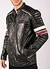 TruClothing Men's Biker Jacket Outwear Windproof Winter Racing Real Leather Jackets Coat Stripe - Black M #4