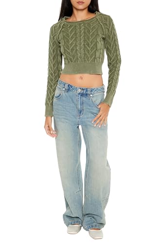Forever 21 Women's Cable Knit Cropped Sweater2