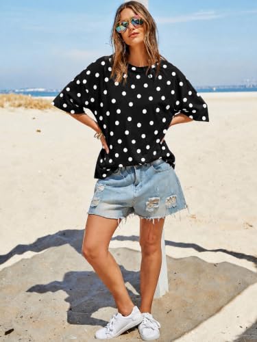 Image of Tankaneo Womens Oversized T-Shirts Summer Casual Short Sleeve Loose Fit Top