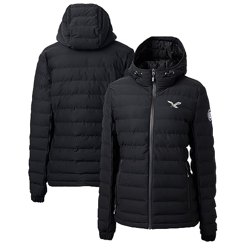 Cutter & Buck Women's Black Philadelphia Eagles Gridiron Classics Logo Mission Ridge Repreve Eco Insulated Full-Zip Puffer Jacket