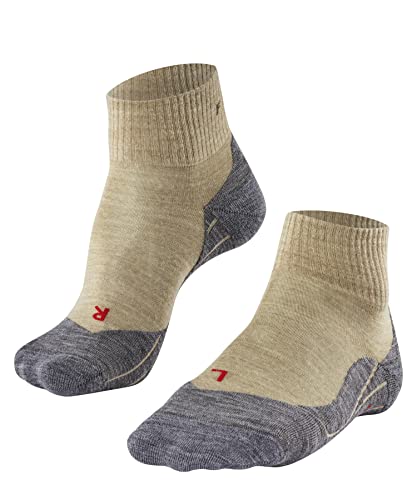FALKE Women's TK5 Wander Short Hiking Socks, Quarter, Light Padding, Athletic Sock, Breathable Quick Dry, Merino Wool, Beige (Nature Mel 4100), 5-6, 1 Pair