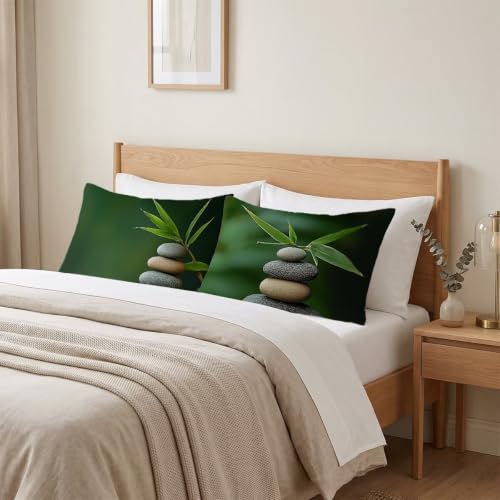 Taie oreiller 40x60 lot de 2 avec impression recto verso verte - 5