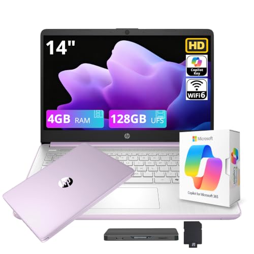 HP Stream 14" HD Student&Business Laptop with AI Copilot, Intel Processor N150, 4GB RAM, 128GB UFS&1TB Cloud Storage, 1 Year Office 365, Intel Graphics, Wi-Fi 6, Win 11, Lavender Purple