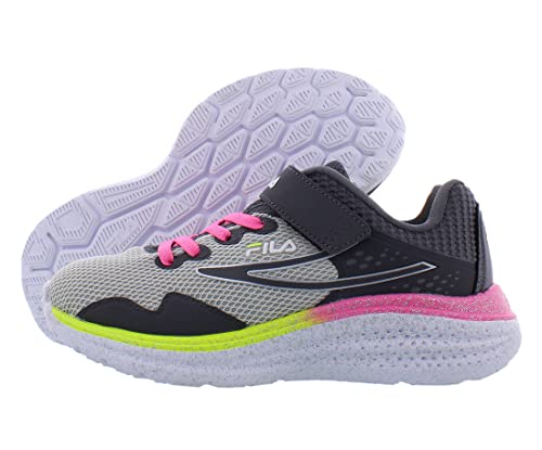 Fila Tactician Strap Girls Shoes Size 3, Color: Grey/Pink/Yellow-Grey