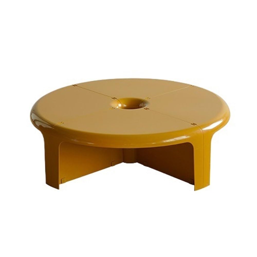 ZTHYSHOZ Side Table Modular Plastic Coffee Table Set Interlocking Round Tables for Self-Assembly(Yellow)