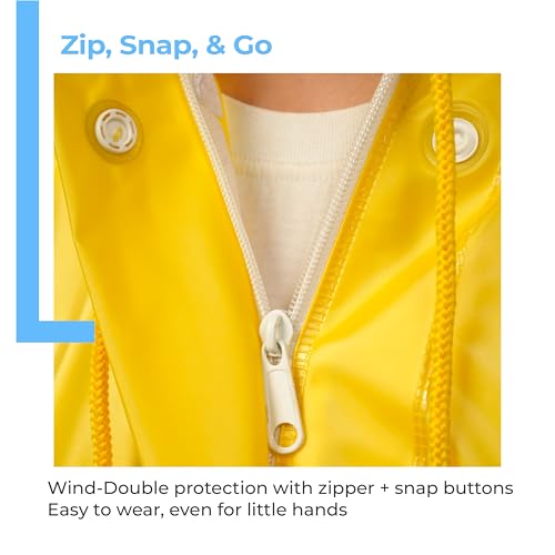 Image of Lifelong Kids Solid Textured PVC Raincoat| School Bag Extension & Side Pocket | Rain Coat| Raincoat for Boys & Girls | Kids Raincoat | Waterproof Rainwear with Carrying Pouch, 6-7 YRS (Yellow & White)