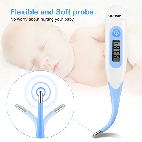 Adoric Digital Waterproof Medical Thermometer With Fever Warning, Bright Blue #TOP6