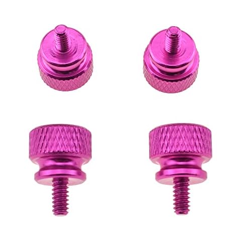 Hahiyo Anodized Aluminum Thumbscrews 6#-32 Thread Size Large Knurled Head Cage Mounts Hand Tighten Easy Grip Turn Not Damage Short Inside Sturdy Sleek for Computer Case PCI Slot Purple 10PCS Cover