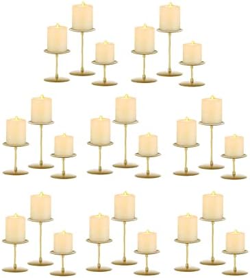 Pillar Candle Holders Candle Plates - Set of 24 Candelabra Candle Stand Iron Plate Minimalism Modern Home Mantel Dinning Table Christmas Decorations Centerpiece for Wedding, Party, Events, Gold