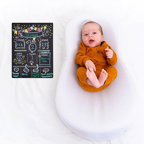 Monthly Baby Milestone Chalkboard, First Year Boy and Girl Age Tracking Growth Sign 29.5 x 39.5 cm (11.6 x 15.6 inches) - Image 2